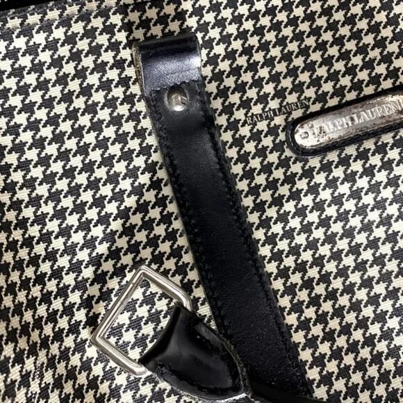 SOLD-Vintage Polo Ralph Lauren Houndstooth Coated Canvas Leather Duffle Bag RARE - Picture 6 of 16